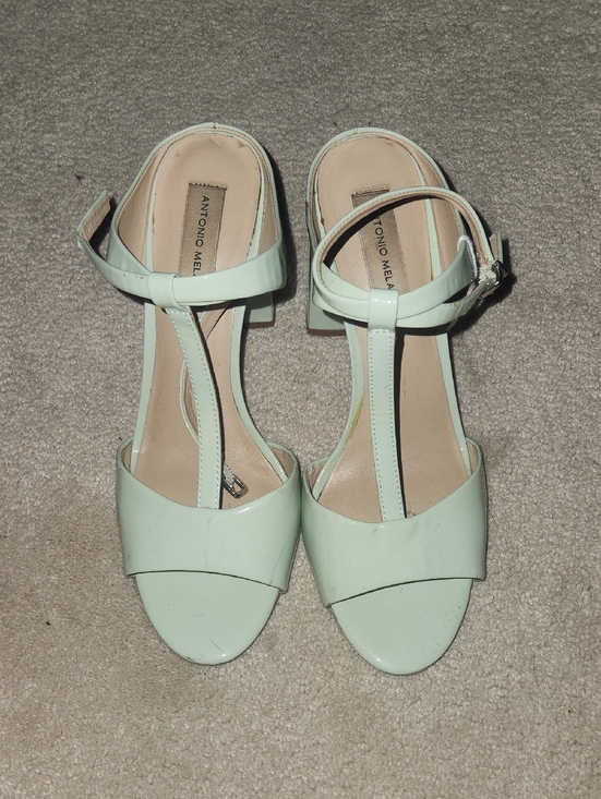 ANTONIO MELANI Shoes - ANTONIO MELANI Mint T-Strap Block Heel Sandals